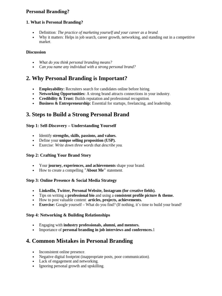 Personal Branding for Career Success | PDF
