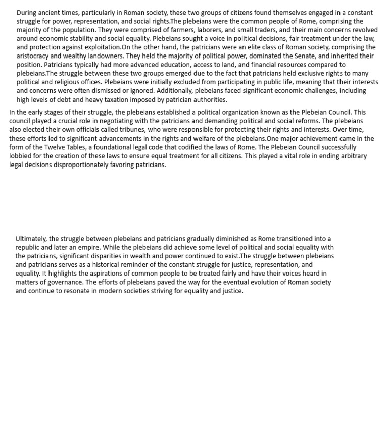 Plebeians vs. Patricians in Ancient Rome | PDF | Roman Republic ...