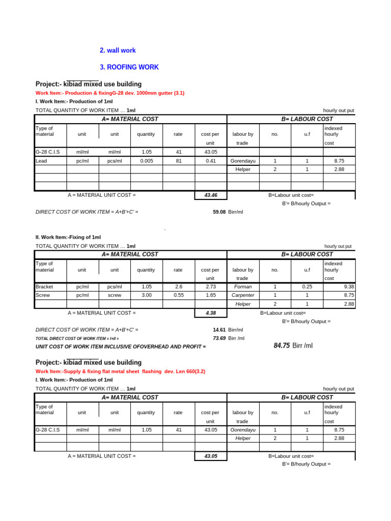 Kibiad Building Cost Analysis | PDF | Concrete | Plaster