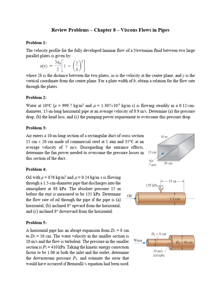 Viscous Flow Problems in Pipes | PDF | Fluid Dynamics | Pressure