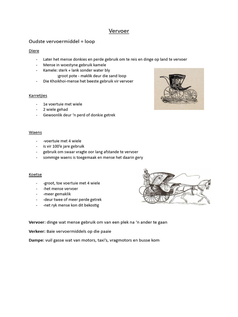 Vervoer Opsomming | PDF