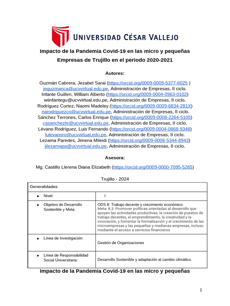 GRUPO #2 "Impacto de La Pandemia Covid-19 en Las Pequeñas Empresas de ...