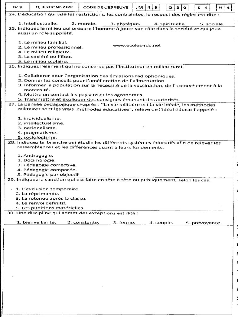 Items Exetat 2016 Pedagogie Generale S2 Suite Bis Code M49 | PDF