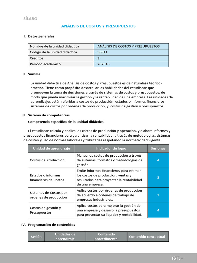 Análisis de Costos y Presupuestos | PDF | Presupuesto | Aprendizaje