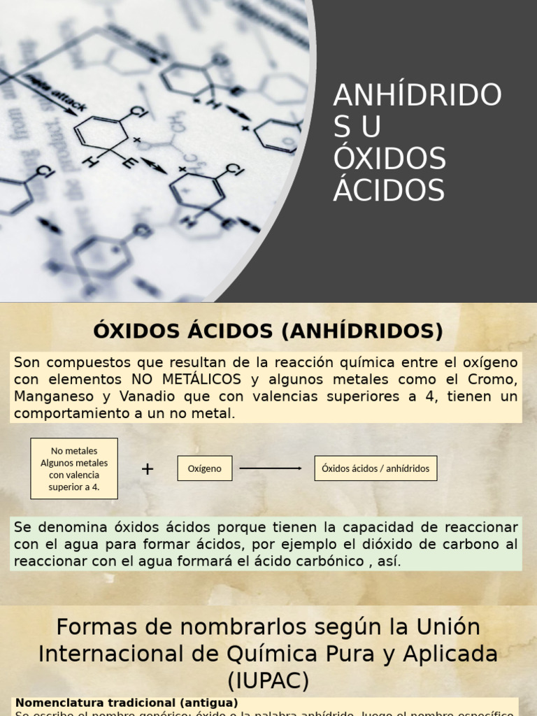 Óxidos Ácidos: Nomenclatura y Ejemplos | PDF
