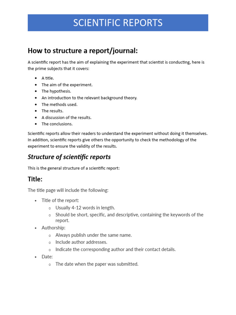 How To Structure A Report | PDF | Abstract (Summary) | Experiment