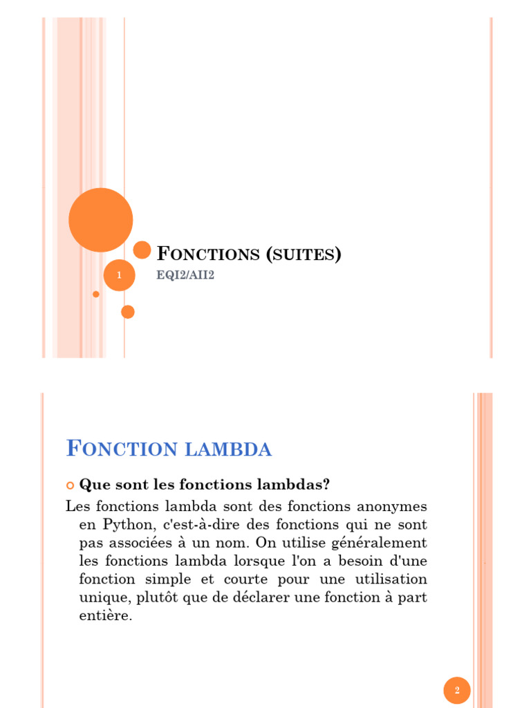 Introduction aux fonctions lambda en Python | PDF | Fonction anonyme ...