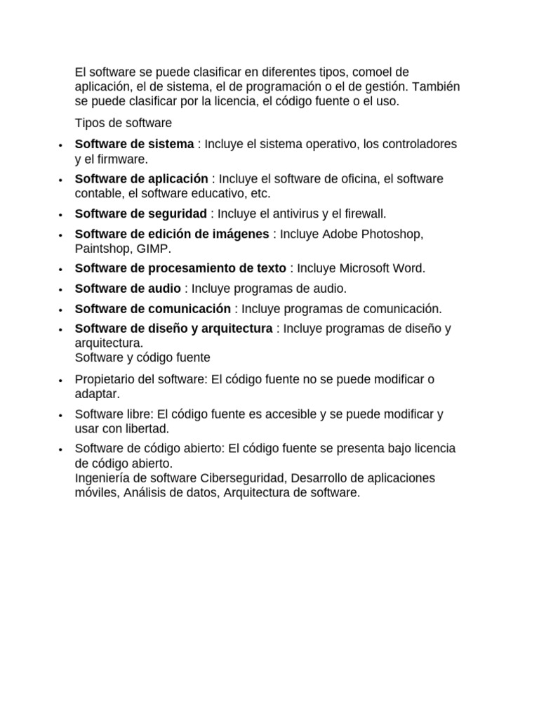 Tipos de Software y Hardware Esencial | PDF | Hardware de la ...