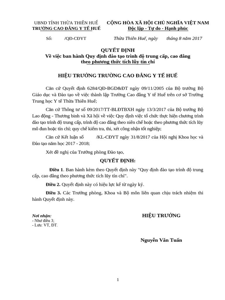2.1.quy Dinh DT Tin Chi | PDF