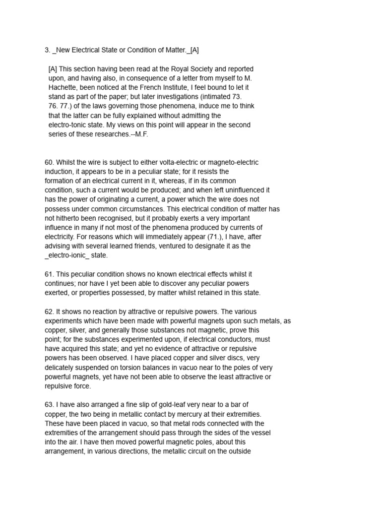 New Electrical State or Condition of Matter | PDF | Electromagnetic ...