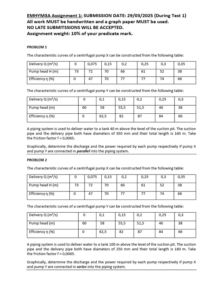 Centrifugal Pump Assignment Guide | PDF | Pump | Hydraulics