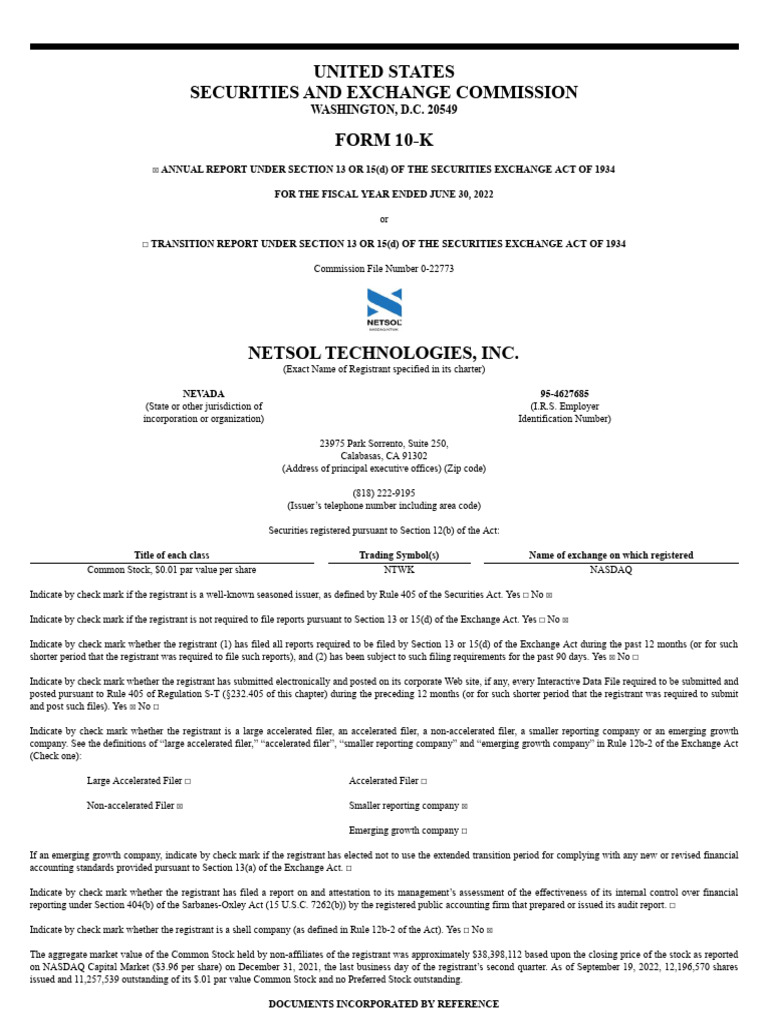 NetSol Technologies 2022 Annual Report | PDF | Cloud Computing ...