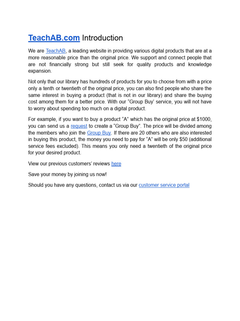 Affordable Digital Products at TeachAB | PDF