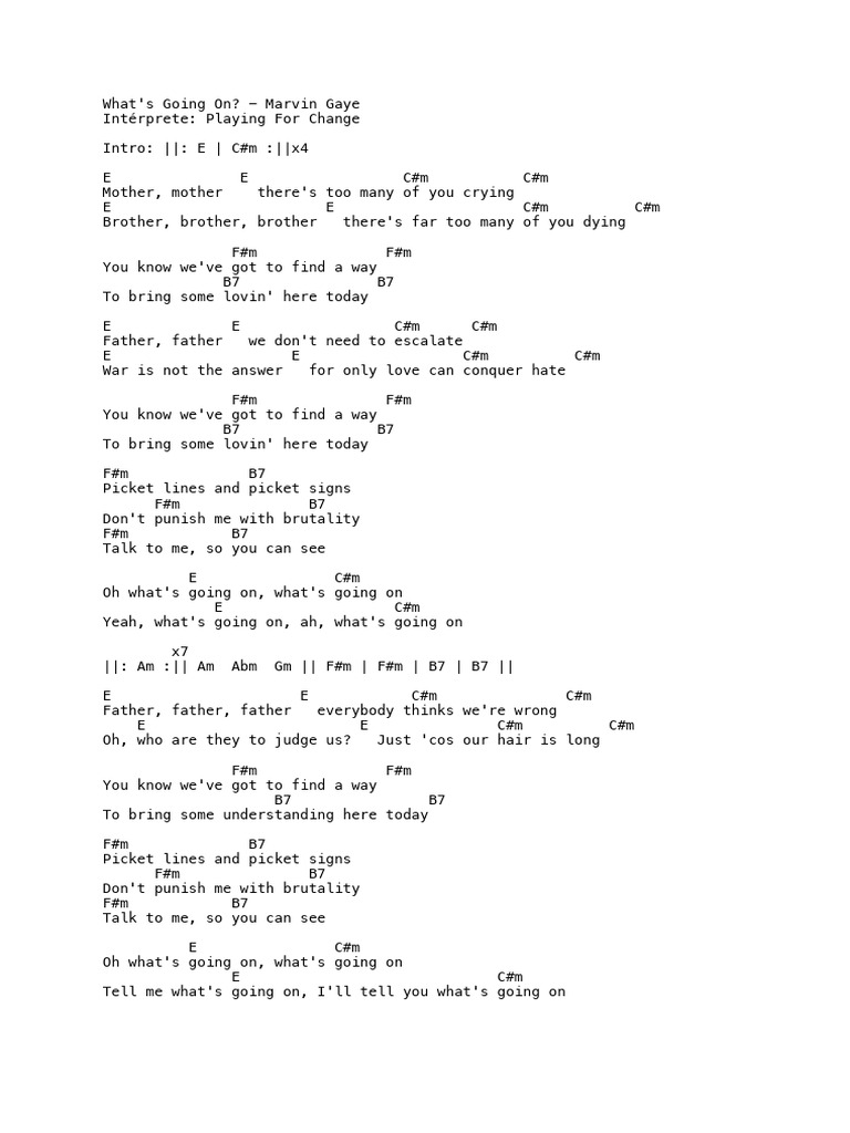 What's Going On Lyrics - Marvin Gaye | PDF