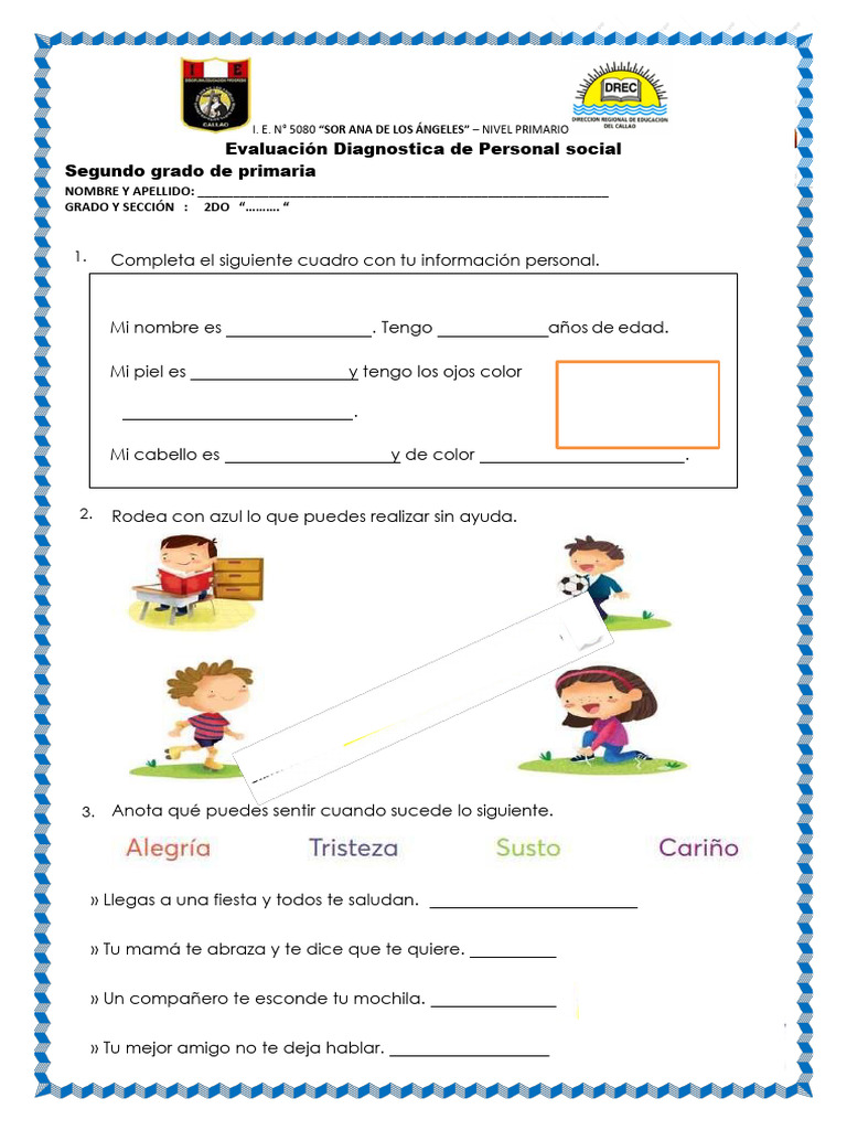 Evaluación Personal Social 2do Grado | PDF