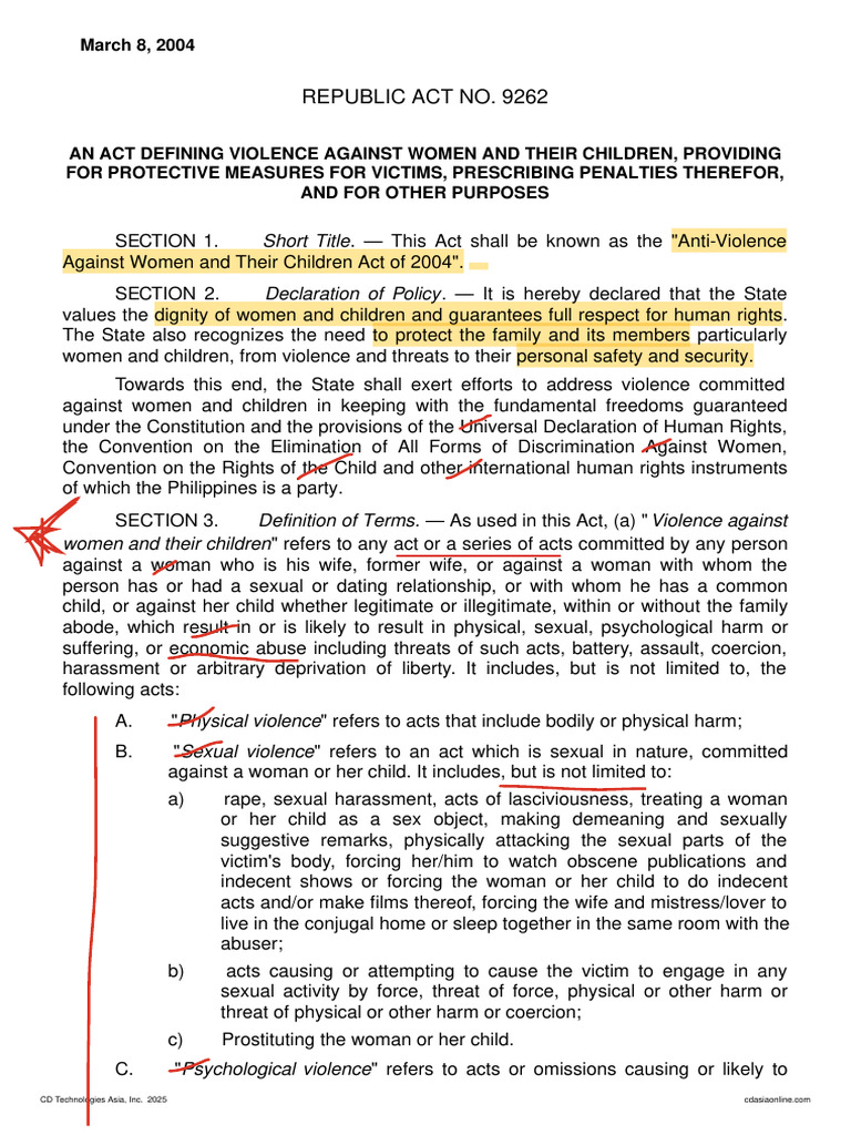 Anti-Violence Against Women and Their Children Act of 2004 | PDF ...