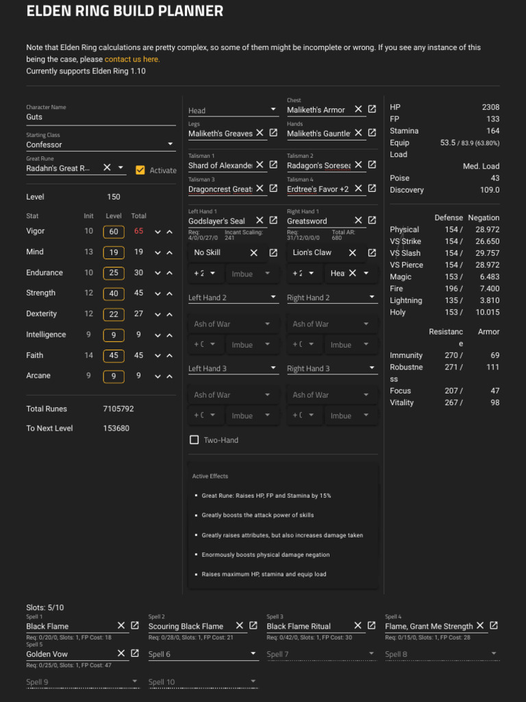 Elden Ring Build Calculator Character Planner EIP Gaming PDF