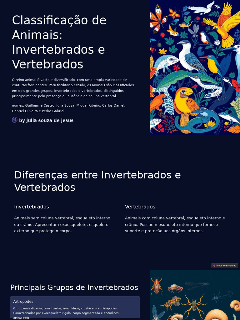 Classificação de Animais: Vertebrados e Invertebrados | PDF ...
