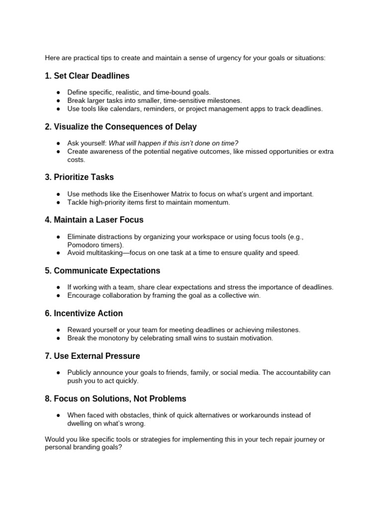 Sense of Urgency | PDF