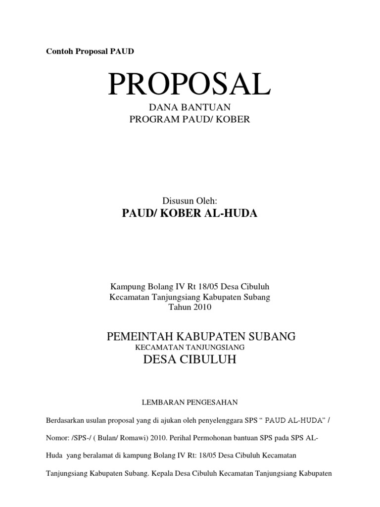 Contoh Proposal PAUD