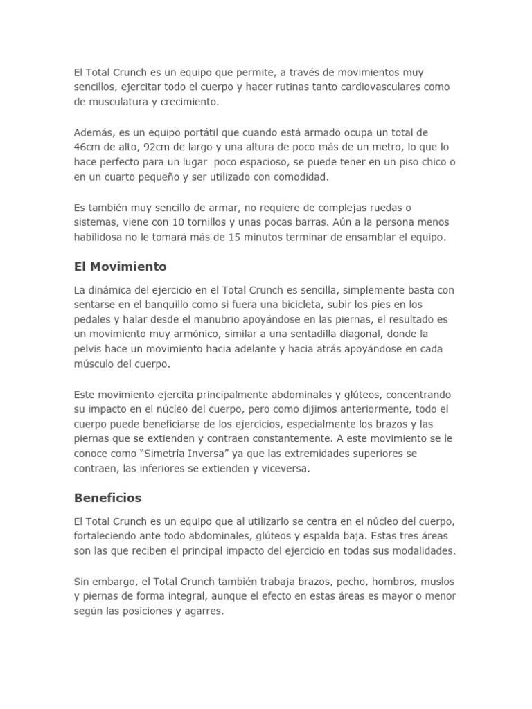 Uso del Total Crunch para entrenar | PDF | Ejercicio aerobico