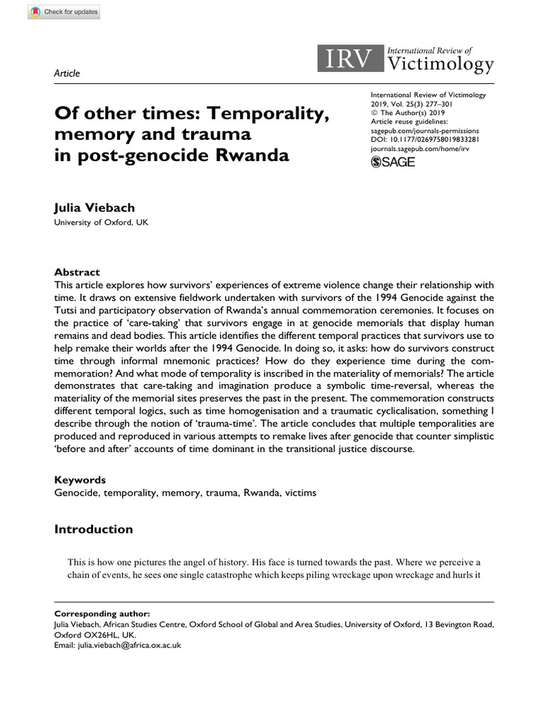 Temporalities of Trauma in Rwanda | PDF | Hutu | Transitional Justice