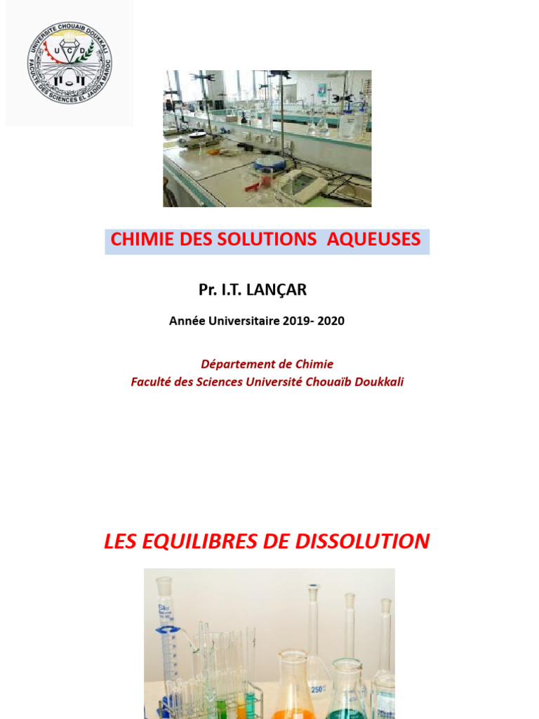 Équilibres de dissolution en chimie | PDF | Solvant | Équilibre chimique
