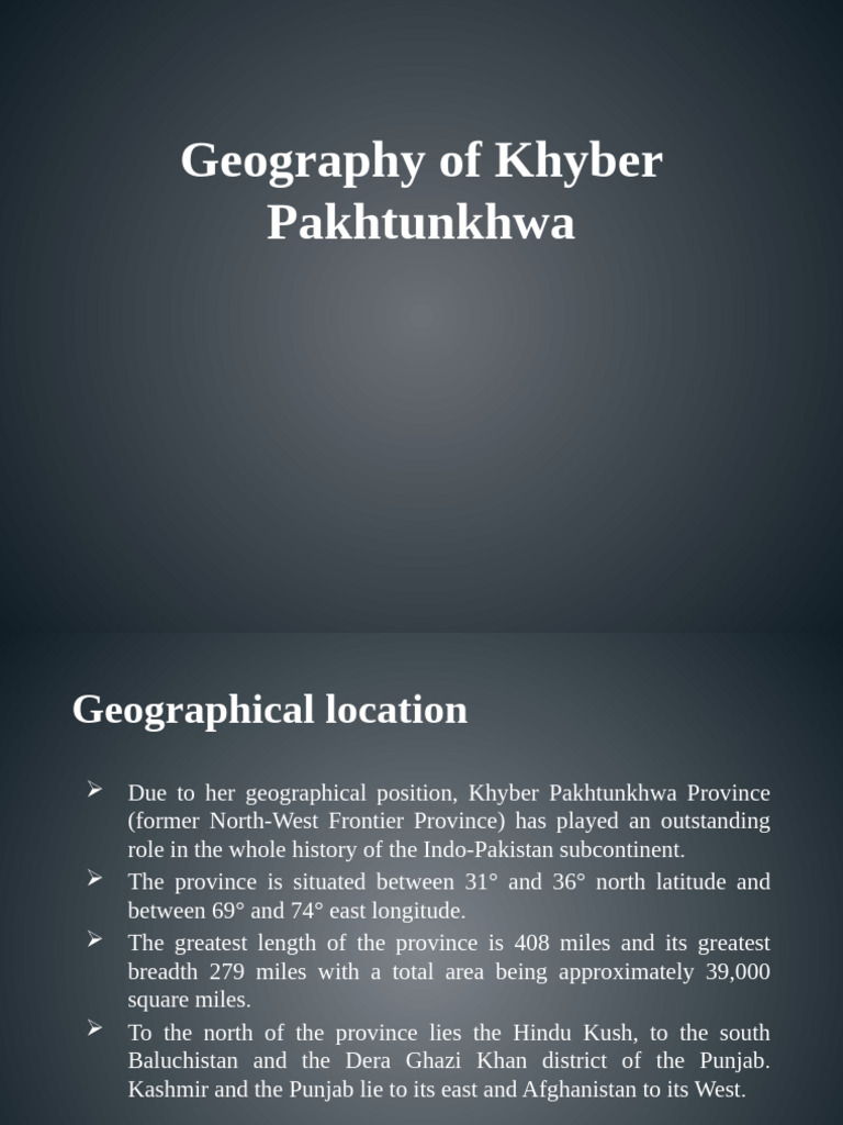 Geography and Features of Khyber Pakhtunkhwa | PDF | Khyber Pakhtunkhwa ...