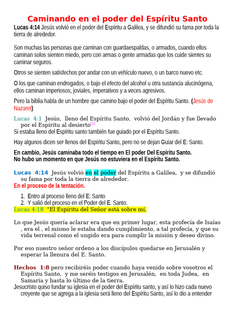 Caminando en el Poder del Espíritu Santo | PDF | espíritu Santo | Jesús