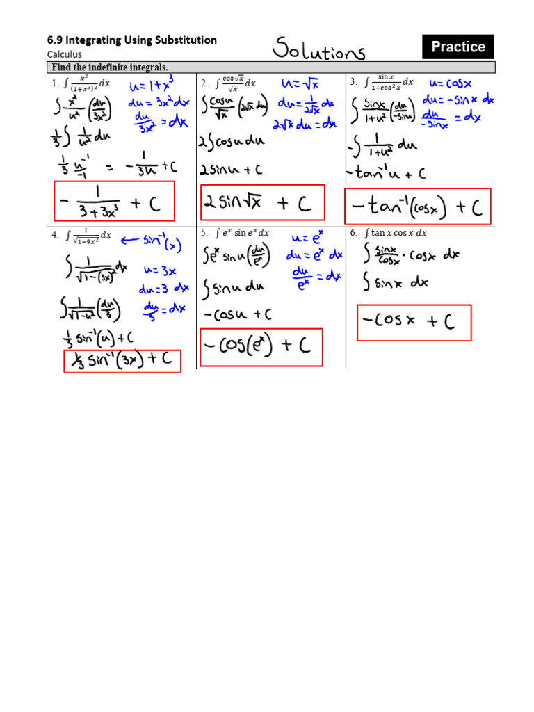 Integrating Using Substitution Key | PDF