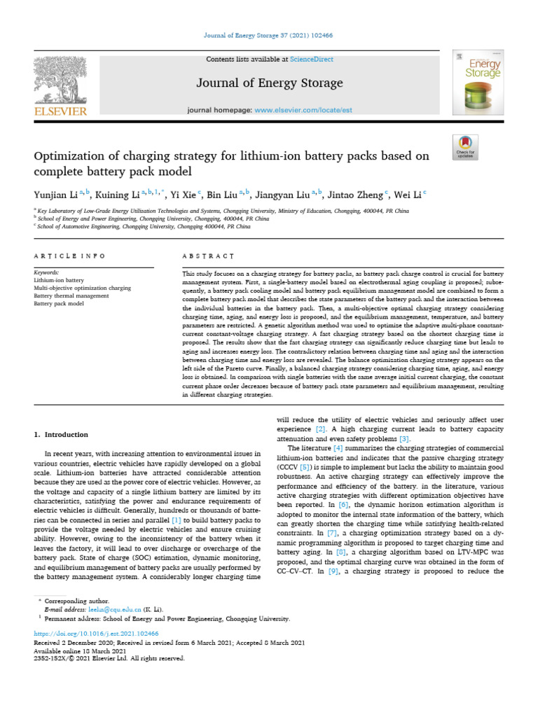 Optimized Charging Strategy for Lithium-Ion Batteries | PDF | Lithium ...