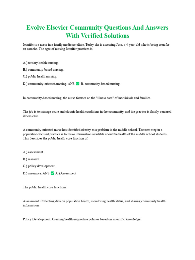 Evolve Elsevier Nursing Test Bank Insights | PDF | Preventive ...