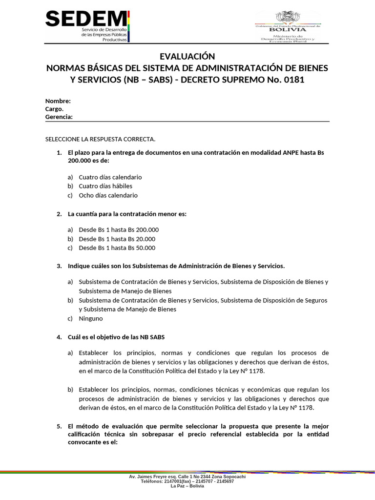 Normas Básicas del SABS 2024 | PDF