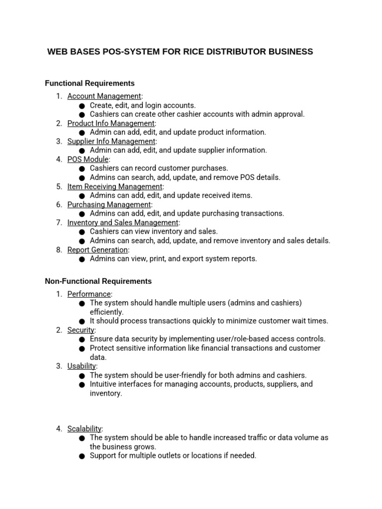 POS System Requirements for Rice Distribution | PDF