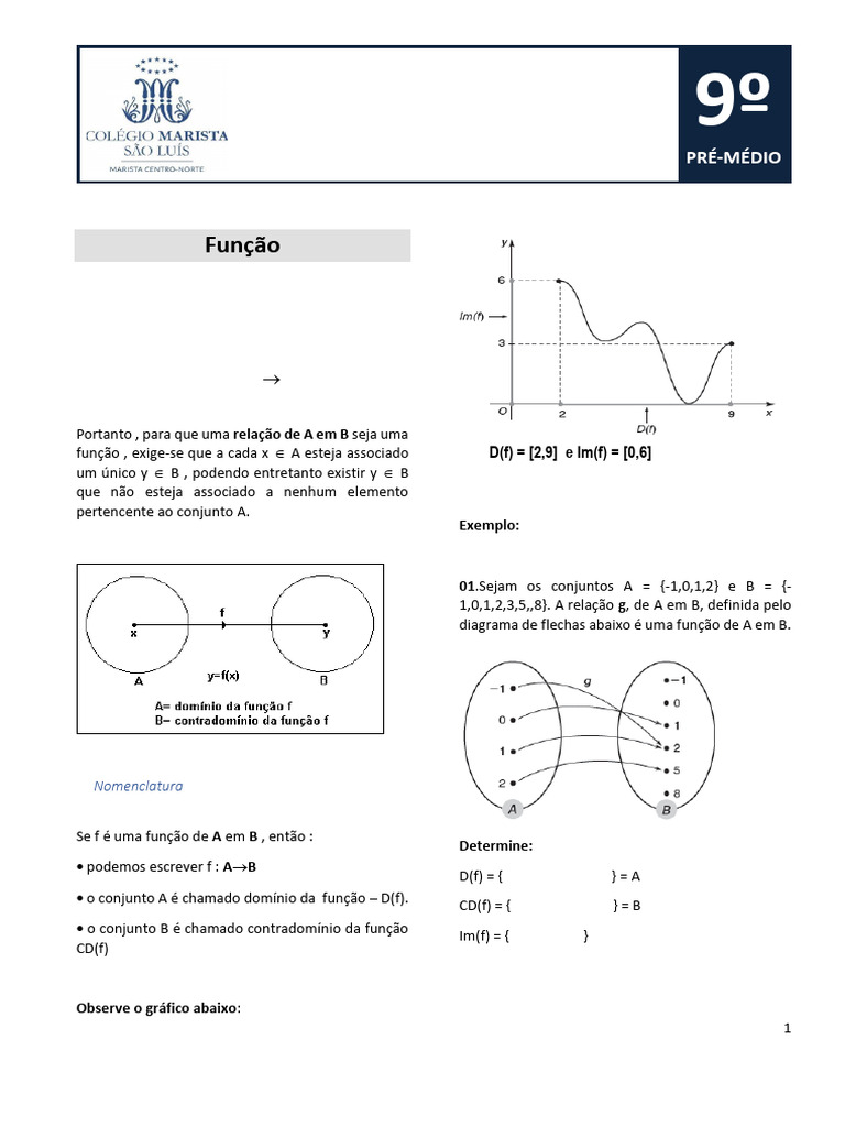 Estudo das Funções em Matemática 1 | PDF | Função (Matemática ...