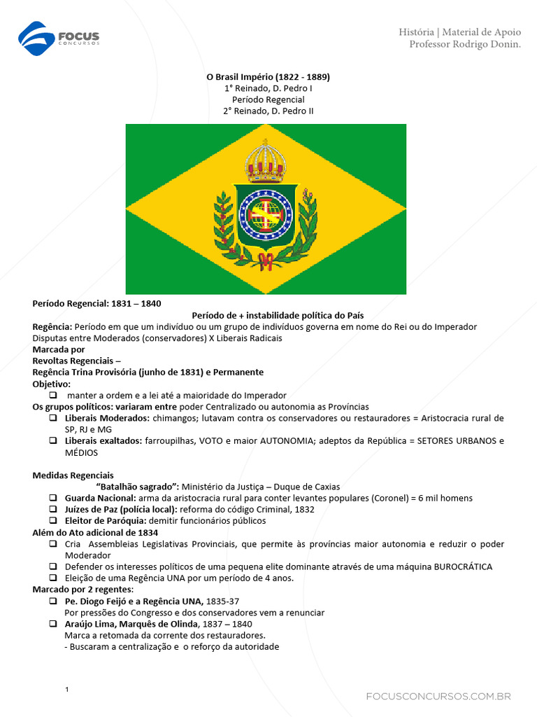Revoltas do Brasil Império (1822-1889) | PDF | Brasil
