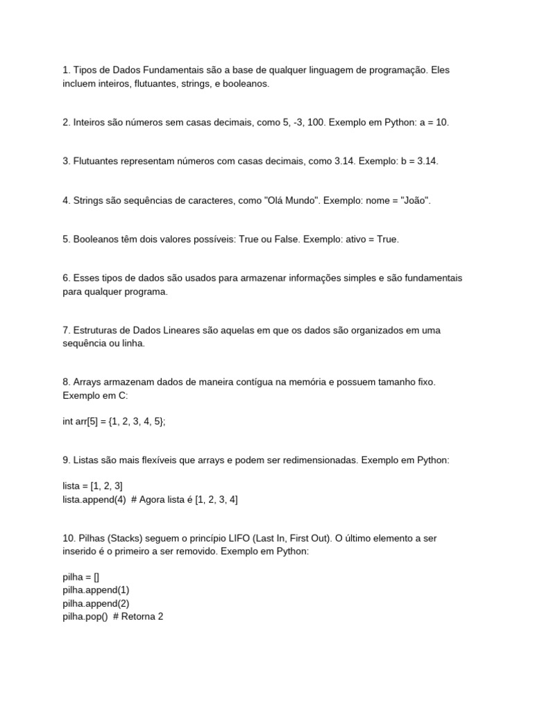 Estruturas de Dados em Programação | PDF | Estrutura de dados | Python ...
