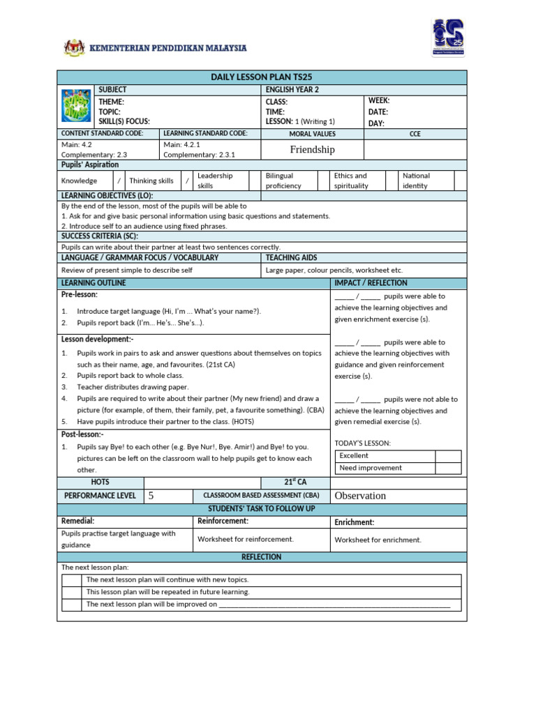 10.2 BI Y2 LP TS25 (Unit 5 LP 1-25) | PDF | Lesson Plan | Learning