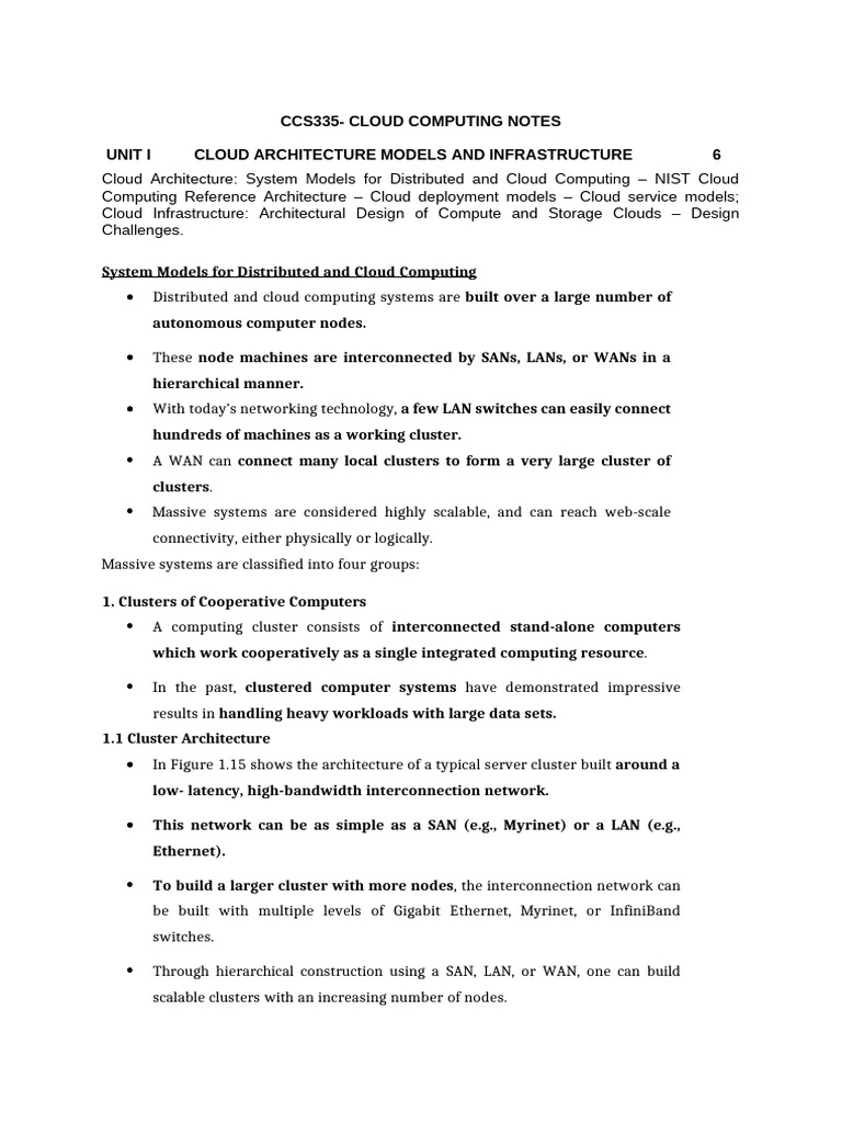Cloud Computing Unit 1 Overview | PDF | Cloud Computing | Peer To Peer