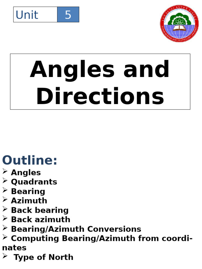 Angles and Directions in Surveying | PDF | Angle | Azimuth