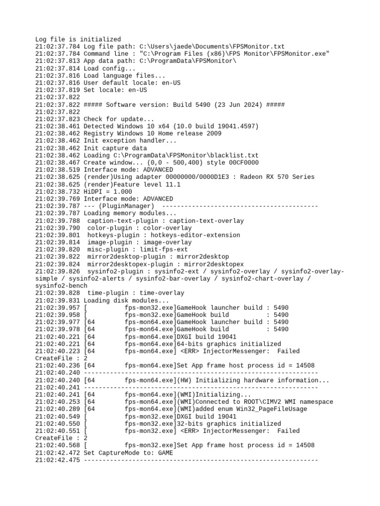 FPS Monitor Log File Initialization | PDF | Graphics Processing Unit ...