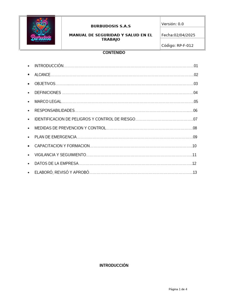 Manual de Seguridad y Salud Laboral | PDF | Riesgo | La seguridad