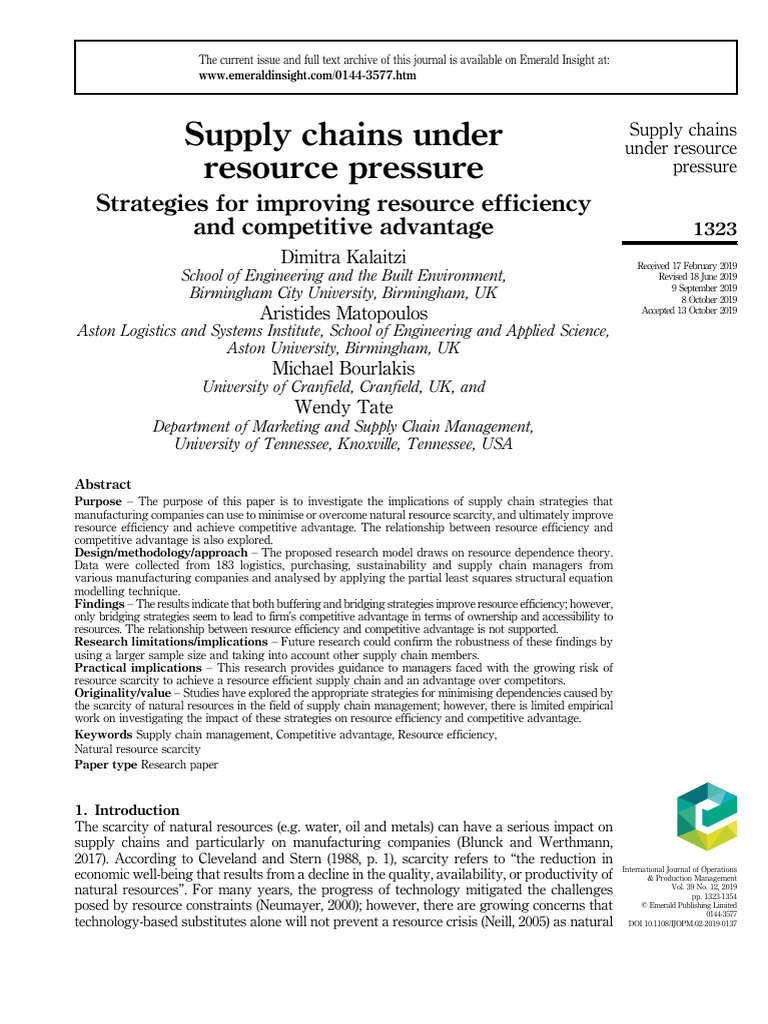Strategies for Resource Efficiency in Supply Chains | PDF | Supply ...