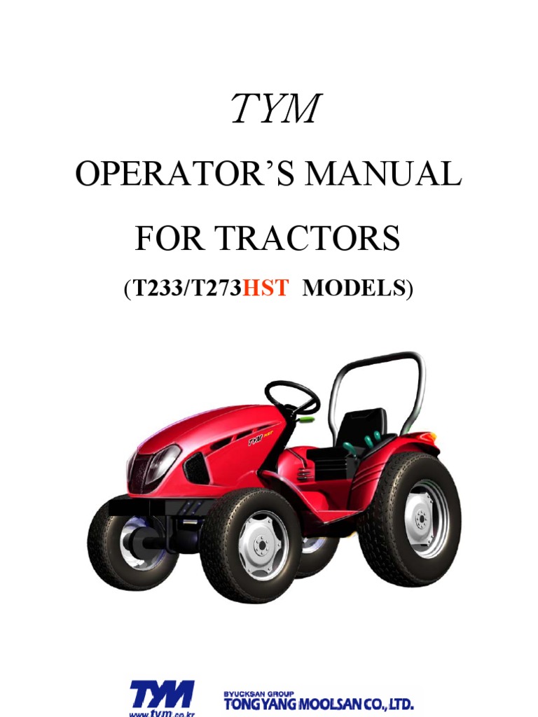 TYM Operators Manual Tractor Transmission (Mechanics)