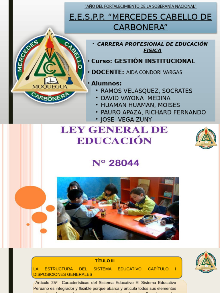 ley 28044 | PDF | Educación primaria | Plan de estudios