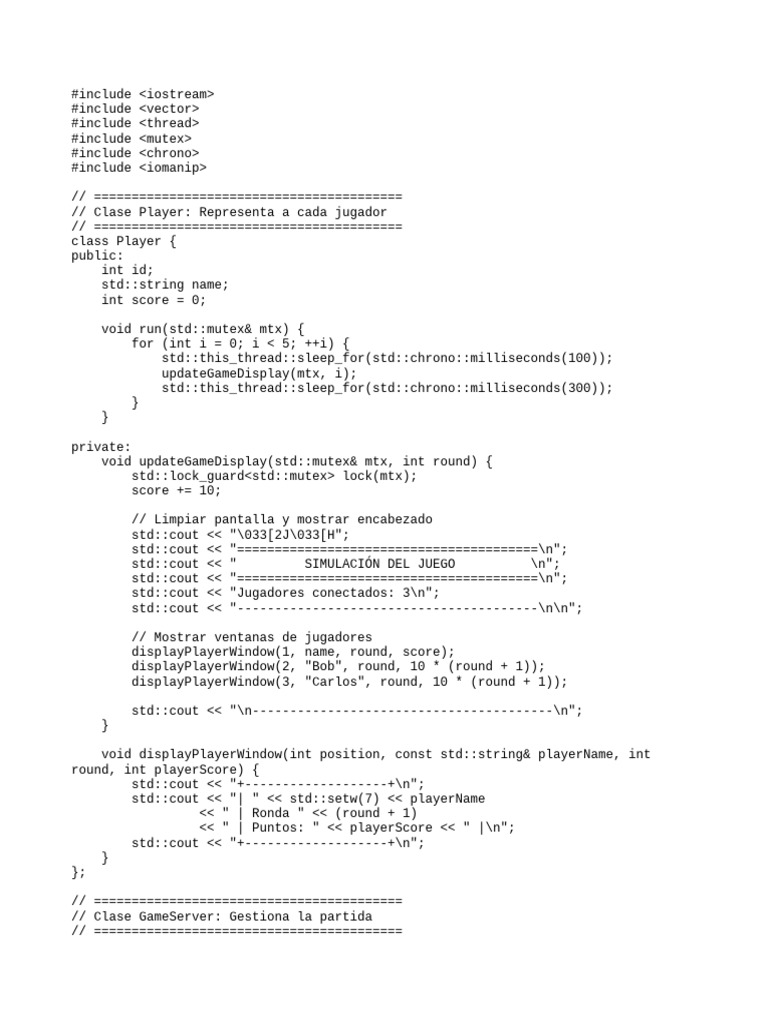 Game Simulation with Multithreading | PDF | Computer Programming | C++