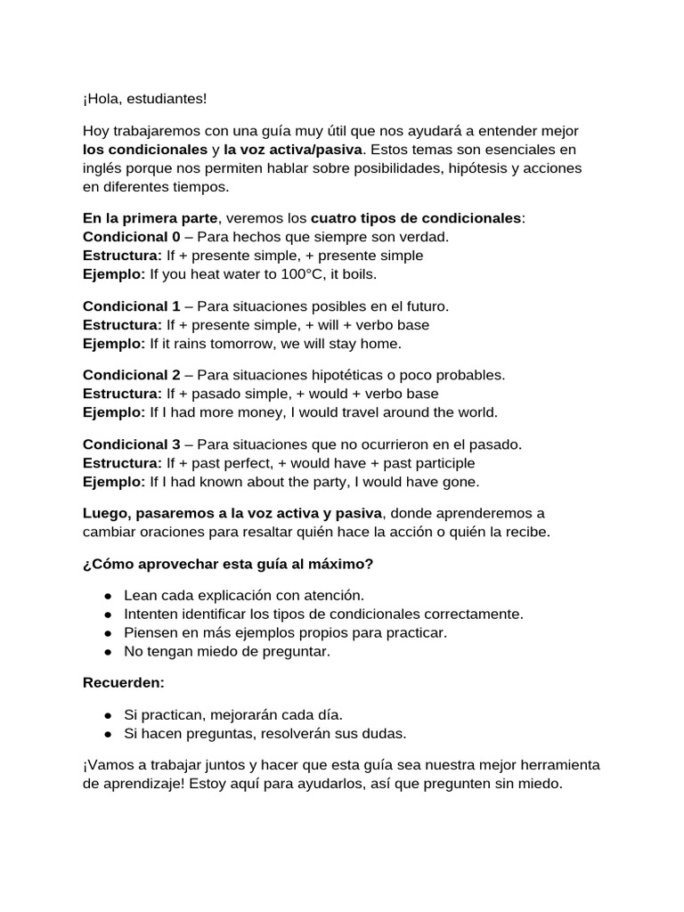 Guía para Examen de Marzo Inglés | PDF | Conjugación gramatical | Semántica