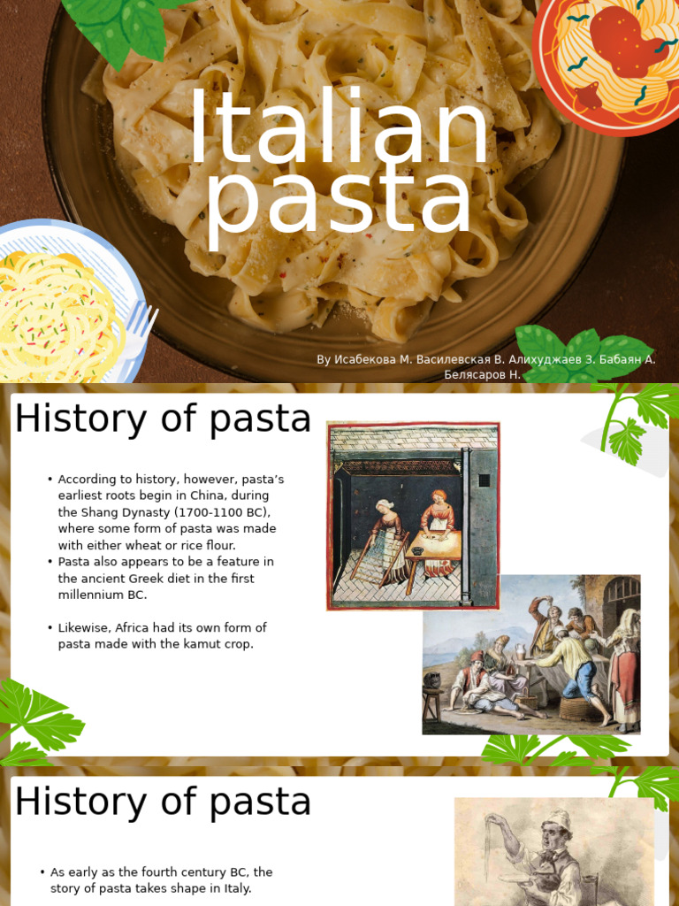 History and Types of Italian Pasta | PDF | Pasta | Spaghetti