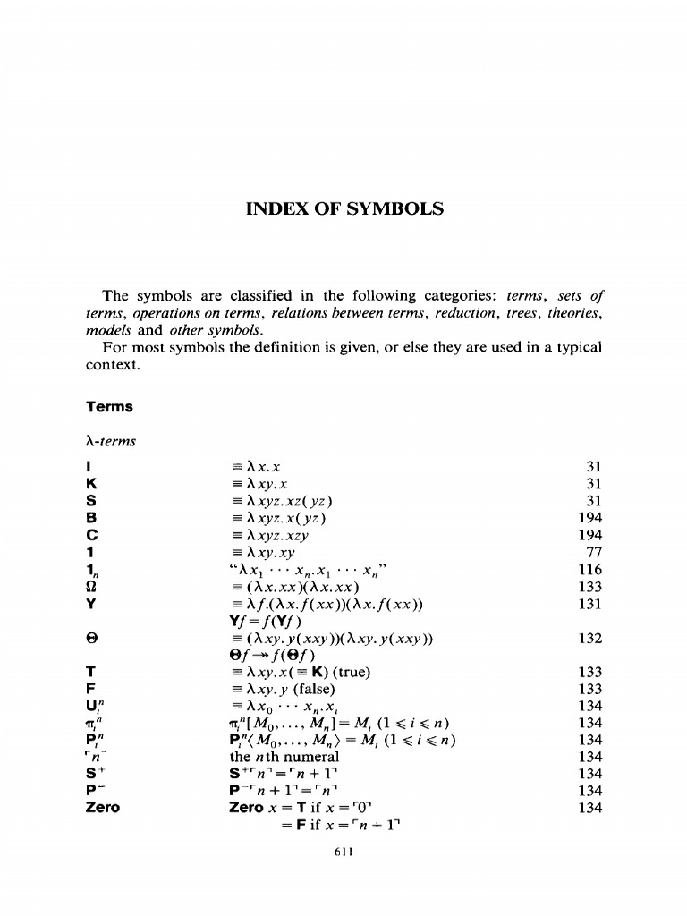 Comprehensive Symbol Index Guide | PDF | Interpretation (Logic ...
