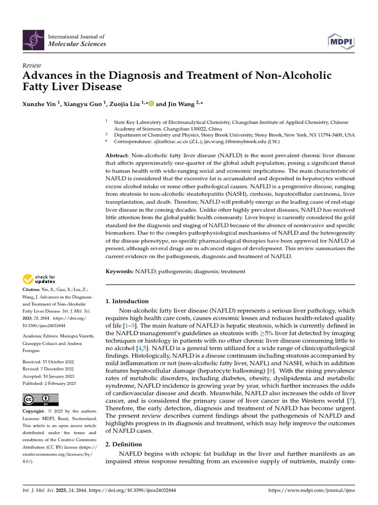 Advances in The Diagnosis and Treatment of Non-Alcoholic Fatty Liver ...